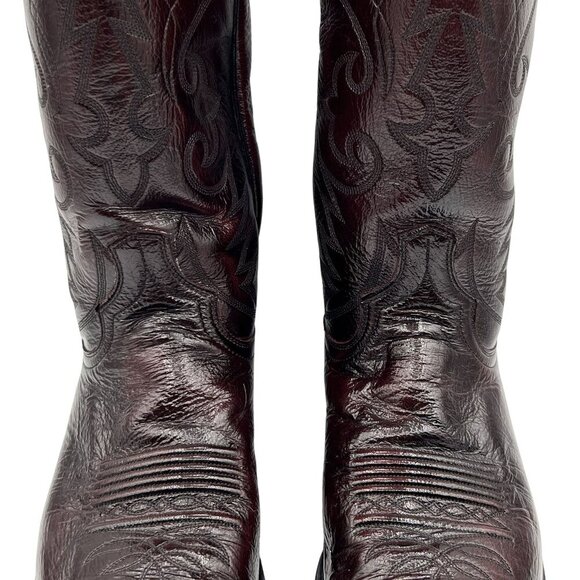 Dan Post Mens 9.5D Black Cherry Leather Cowboy Boots Western Stitching Rodeo - Picture 9 of 16